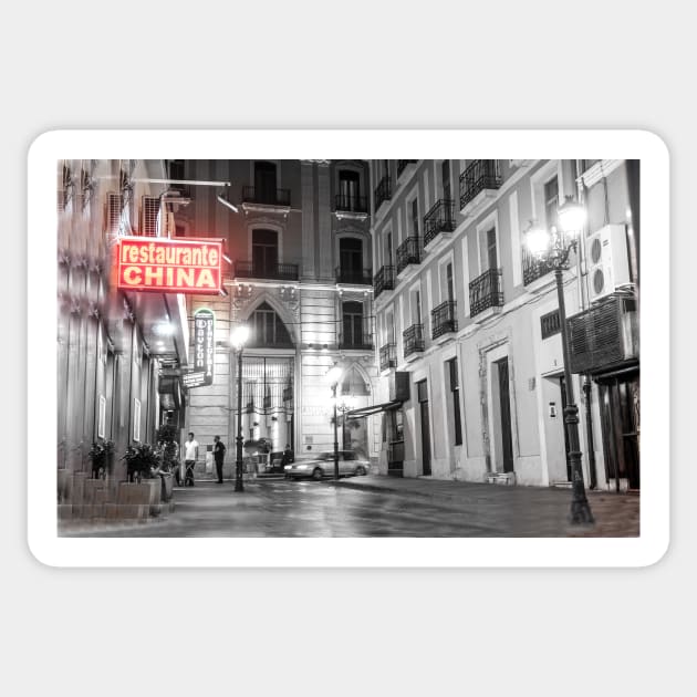 Alicante backstreet night scene. Sticker by brians101